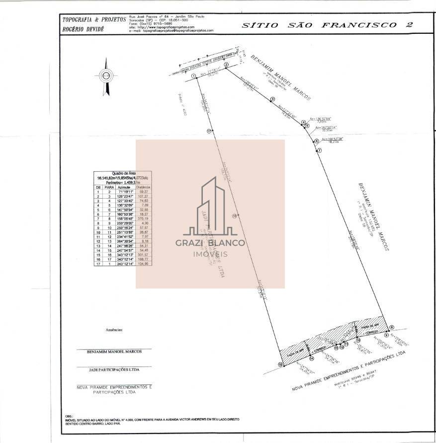 Área à venda, 98.000m² - Zona Industrial,Sorocaba